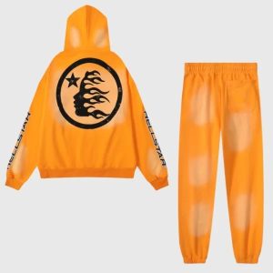Hellstar Tracksuit In Fire Orange Dye