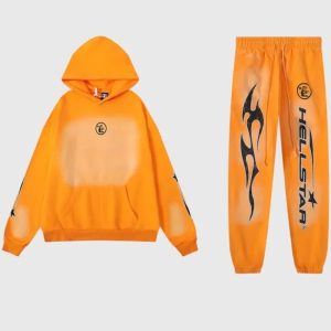 Hellstar Tracksuit In Fire Orange Dye