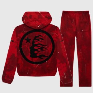 Red Tie-Dye Skull Tracksuit By Hellstar Sports